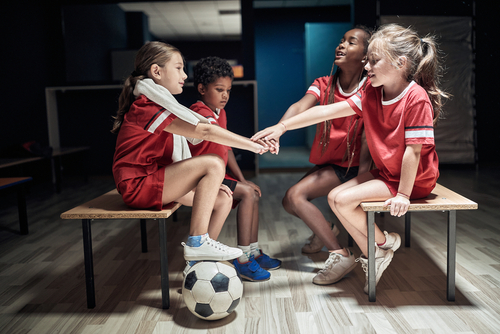 Kids playing soccer