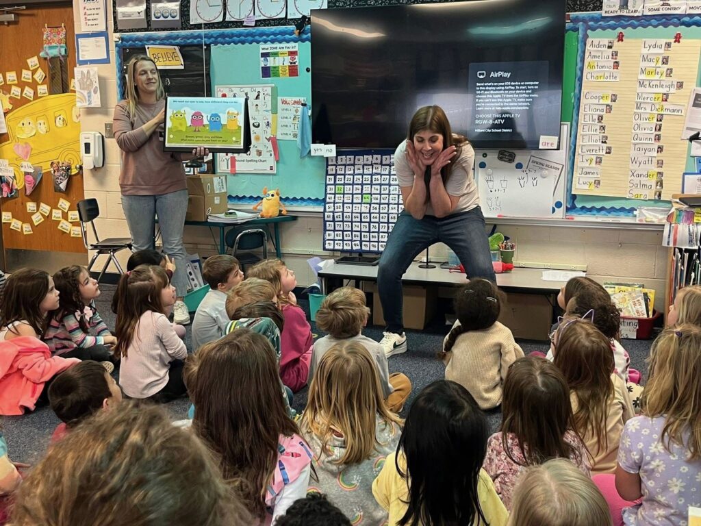 Dr. Cockerill teaching schoolchildren about eye health