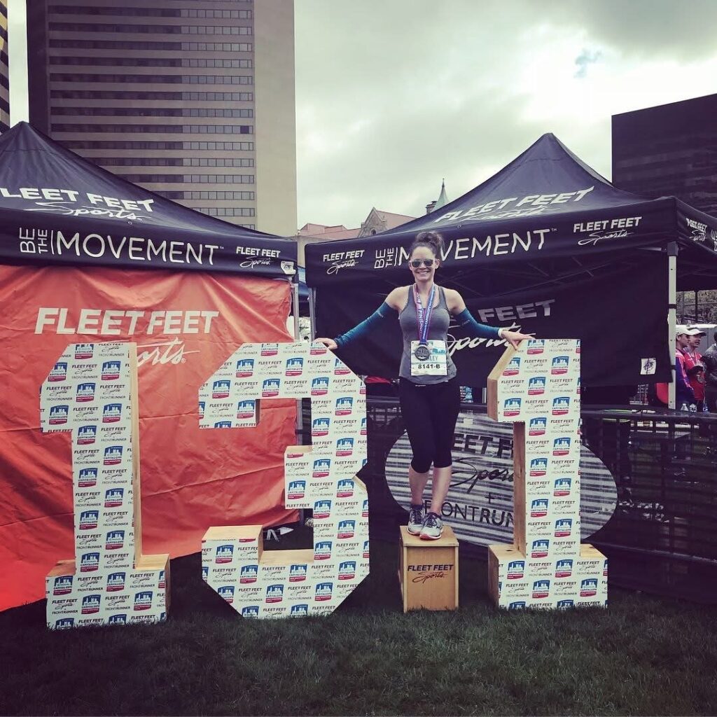 Dr. San Filippo at the finish line of a half marathon